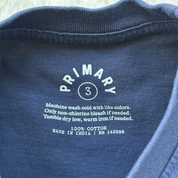 Primary Boys Size 3 Navy T-Shirt Short Sleeve Basic Cotton Tee Top Solid Soft - Picture 3 of 3